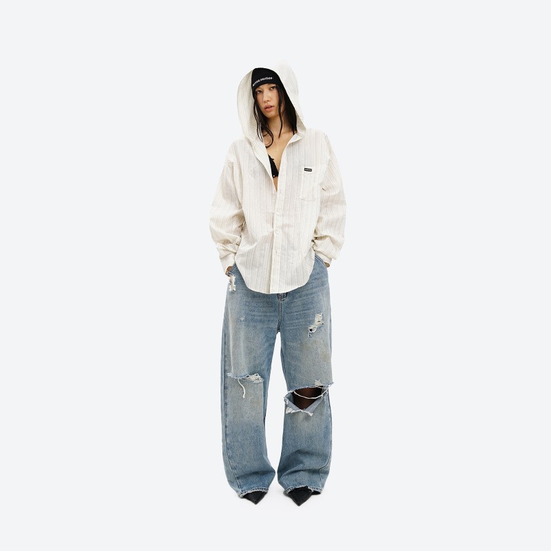 Striped Hooded Long-Sleeve Shirt